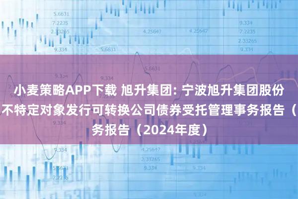 小麦策略APP下载 旭升集团: 宁波旭升集团股份有限公司向不特定对象发行可转换公司债券受托管理事务报告（2024年度）